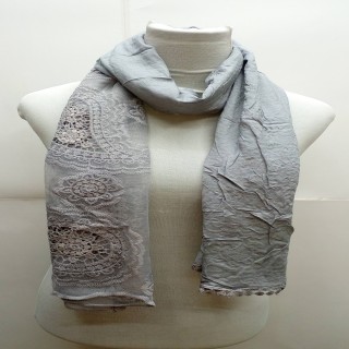 Premium Ari Diamond Lace Stole- Light Grey